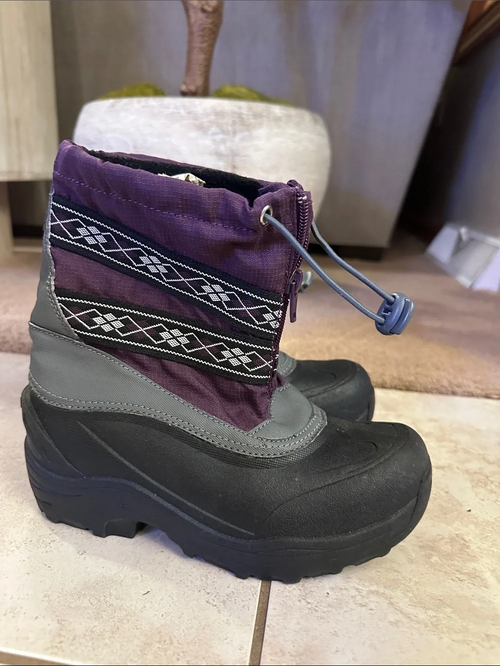 Purple Lands End Winter Snow Boots for Kids - Waterproof Outdoor Boots